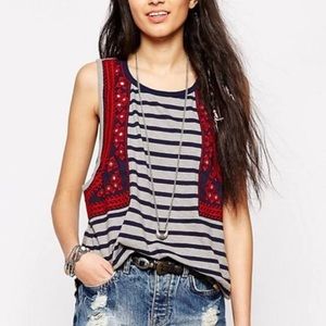 Free People gray striped tank top, size XS